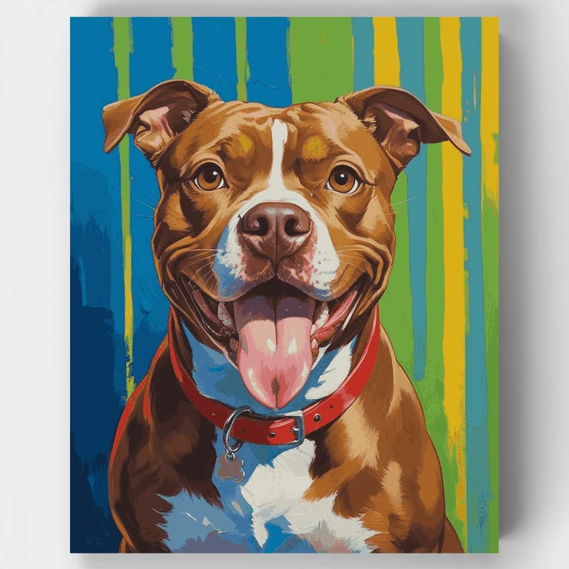 Happy Pit Bull Portrait - Paint by Numbers Kit