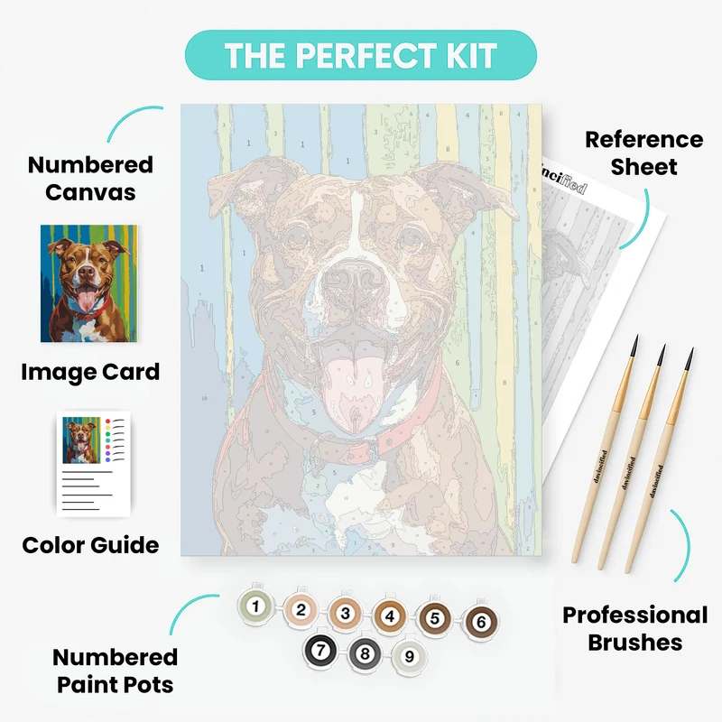 Happy Pit Bull Portrait - Paint by Numbers Kit