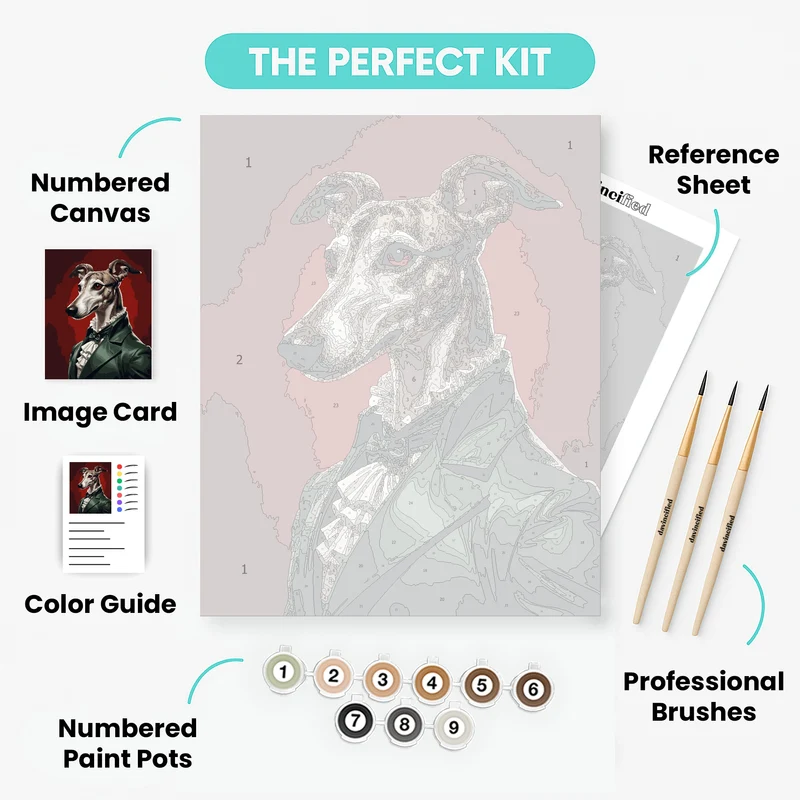 Elegant Greyhound in Victorian Attire - Paint by Numbers Kit