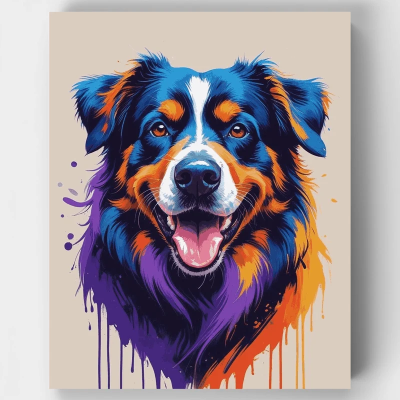 Bernese Mountain Dog with Paint Splashes - Paint by Numbers Kit