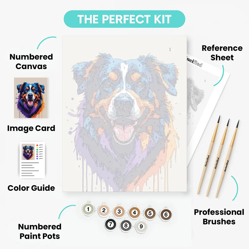 Bernese Mountain Dog with Paint Splashes - Paint by Numbers Kit