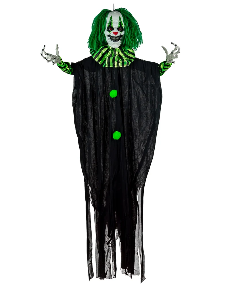 Killer Clown mit Grünen Haaren & LED Augen 120cm