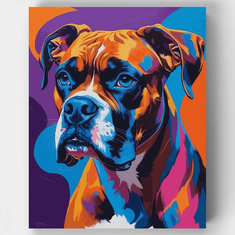 Vibrant Boxer Dog Portrait - Paint by Numbers Kit
