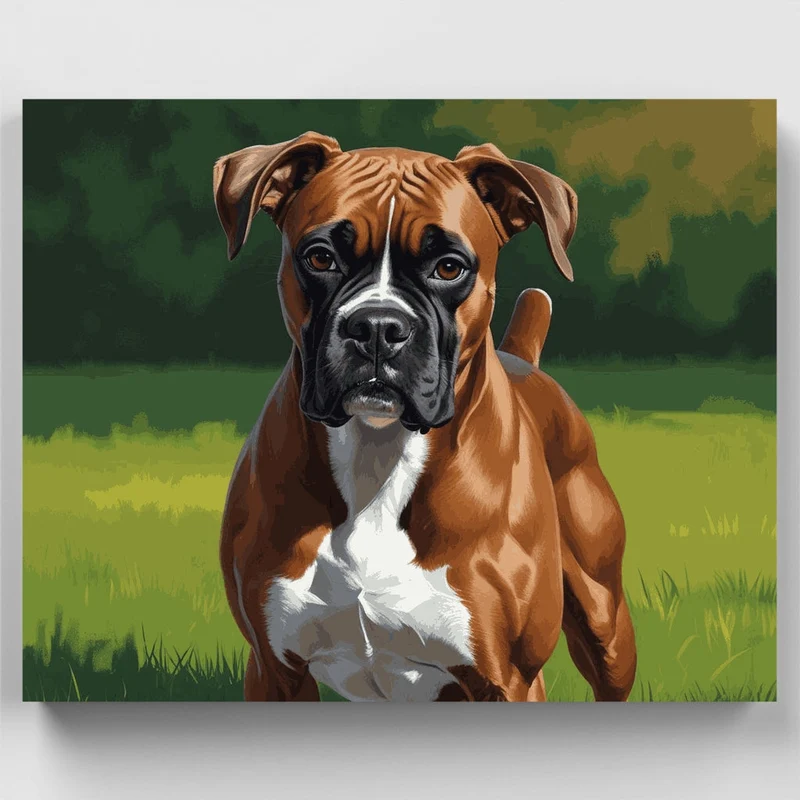 Boxer Dog in Sunny Meadow - Paint by Numbers Kit