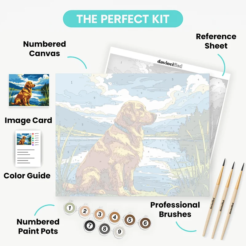 Golden Retriever by the Lake - Paint by Numbers Kit