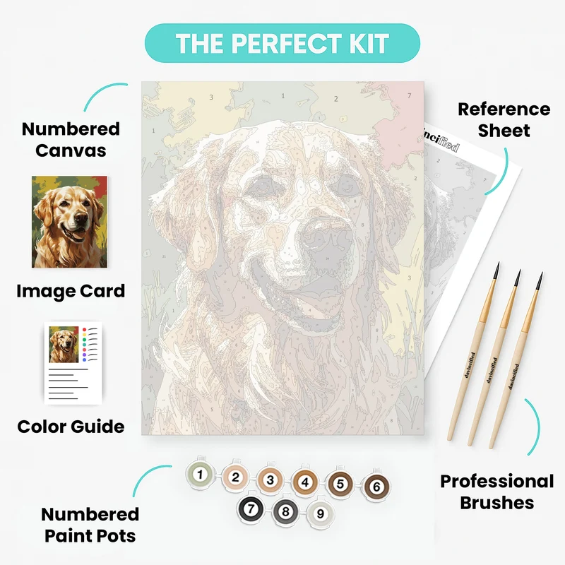 Happy Golden Retriever in Nature - Paint by Numbers Kit