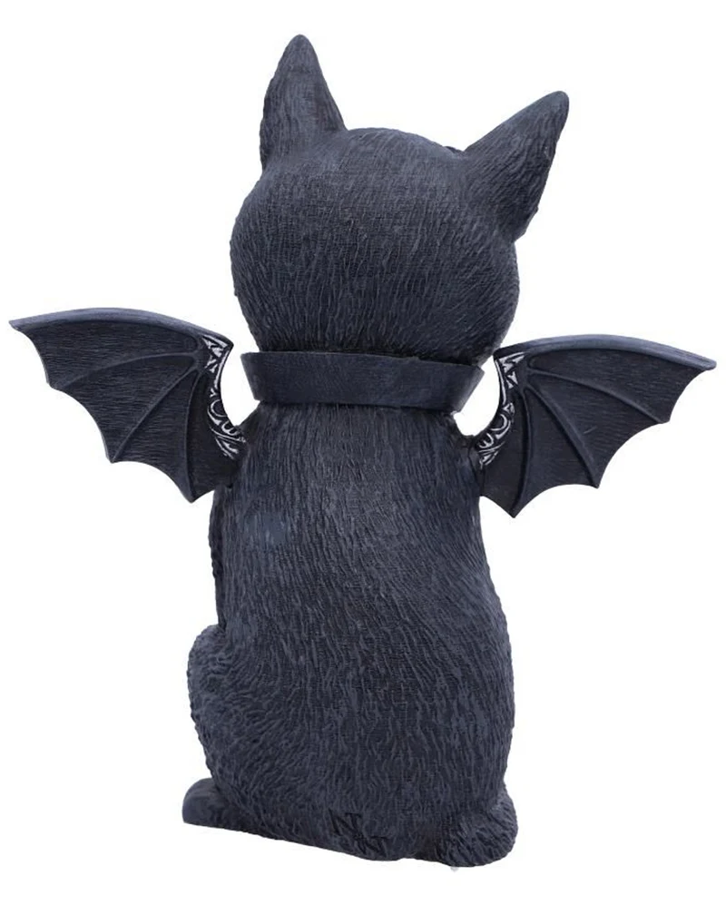 Okkulte Katzenfigur mit Fledermaus Flügel