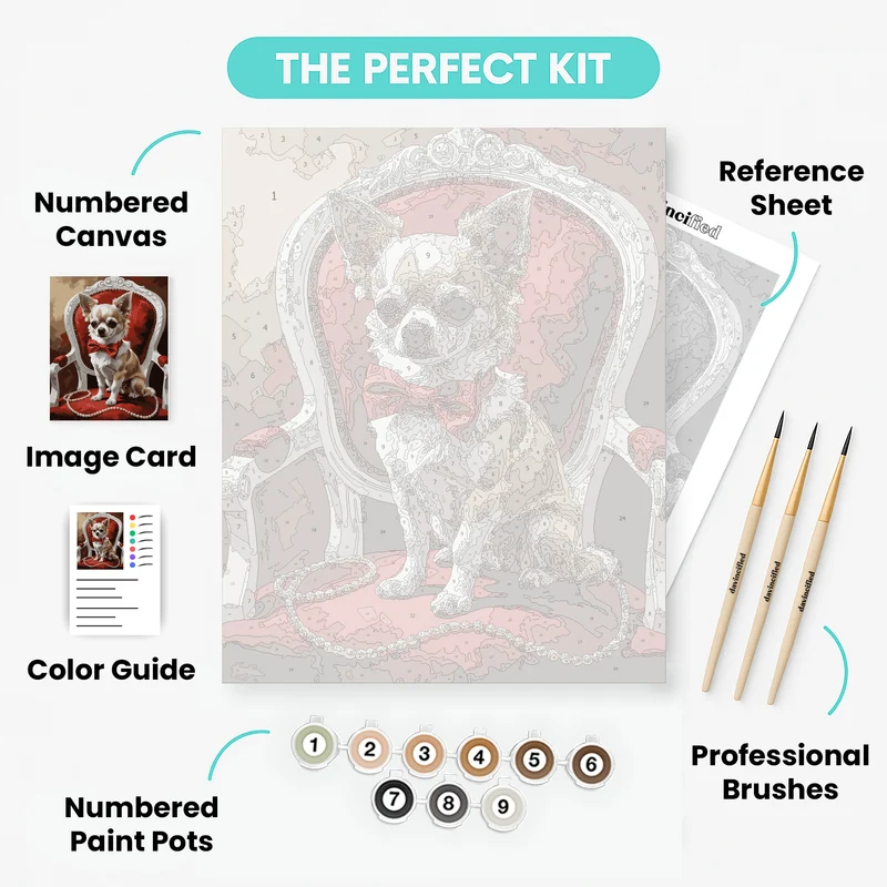 Elegant Chihuahua with Red Bow - Paint by Numbers Kit
