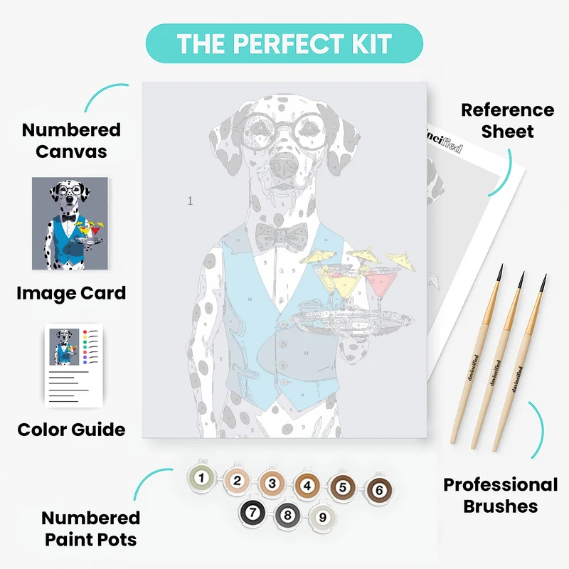 Dalmatian Waiter with Cocktails - Paint by Numbers Kit