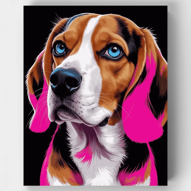 Beagle with Vibrant Blue Eyes - Paint by Numbers Kit