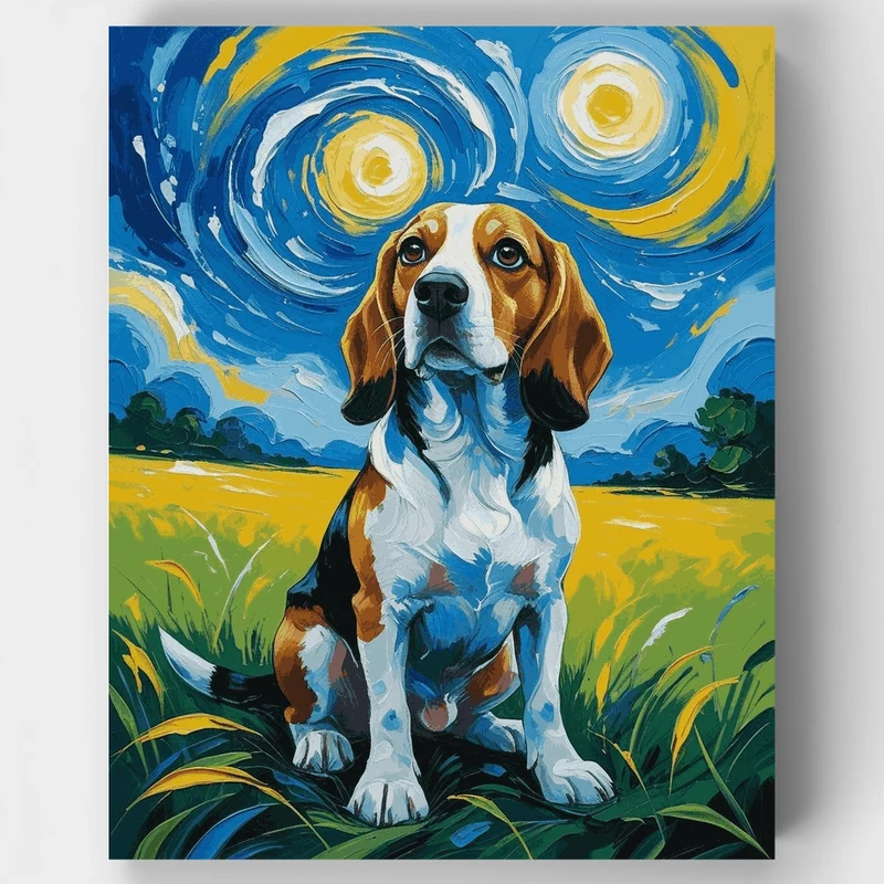 Beagle in Starry Night - Paint by Numbers Kit