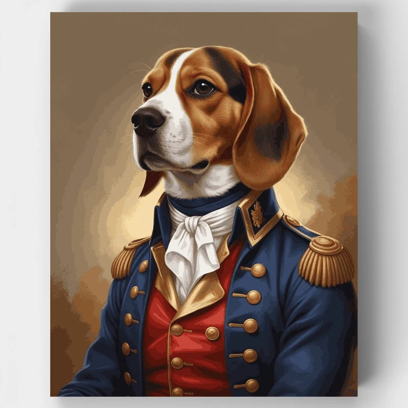 Beagle in Military Uniform - Paint by Numbers Kit