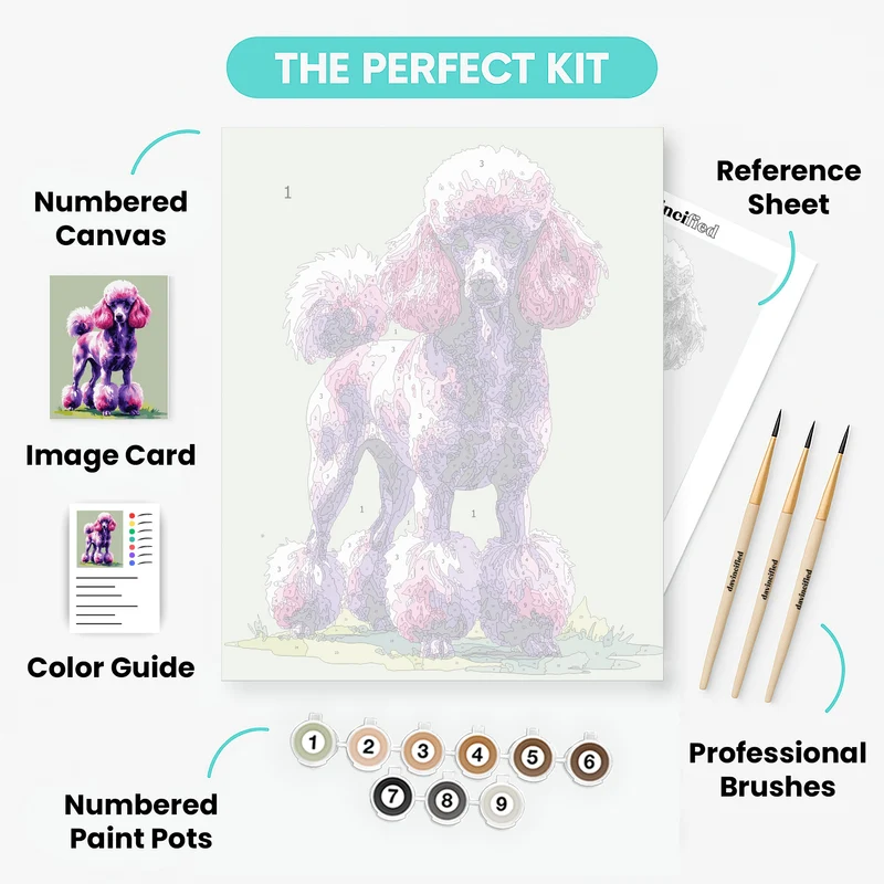 Vibrant Purple and Pink Poodle - Paint by Numbers Kit