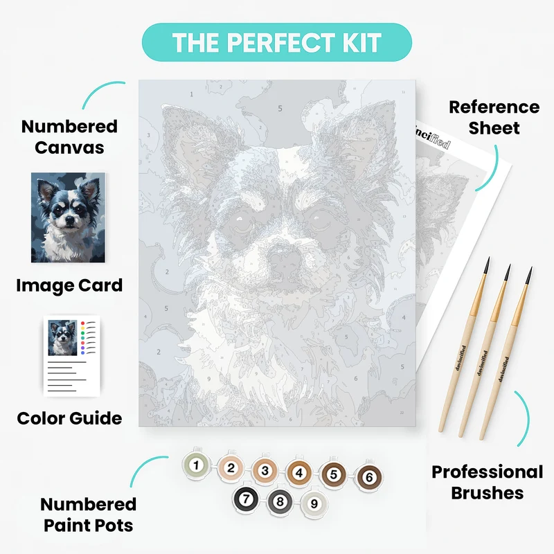 Adorable Long-Haired Chihuahua Portrait - Paint by Numbers Kit