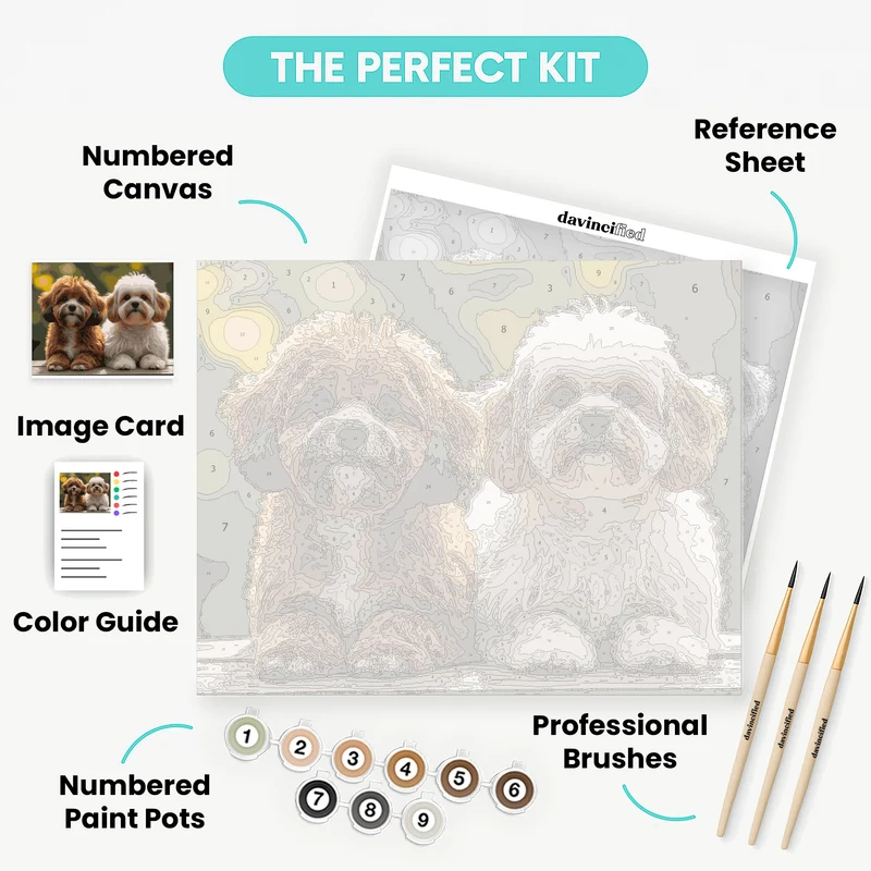 Two Adorable Cavapoo Dogs - Paint by Numbers Kit