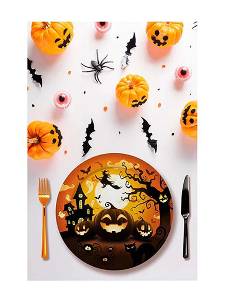Pappteller Happy Halloween Kürbis 6 St.