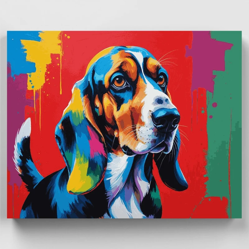 Pop Art Basset Hound Portrait - Paint by Numbers Kit