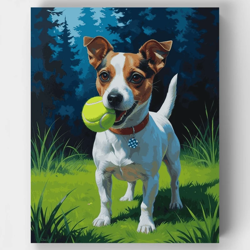 Jack Russell with Tennis Ball - Paint by Numbers Kit