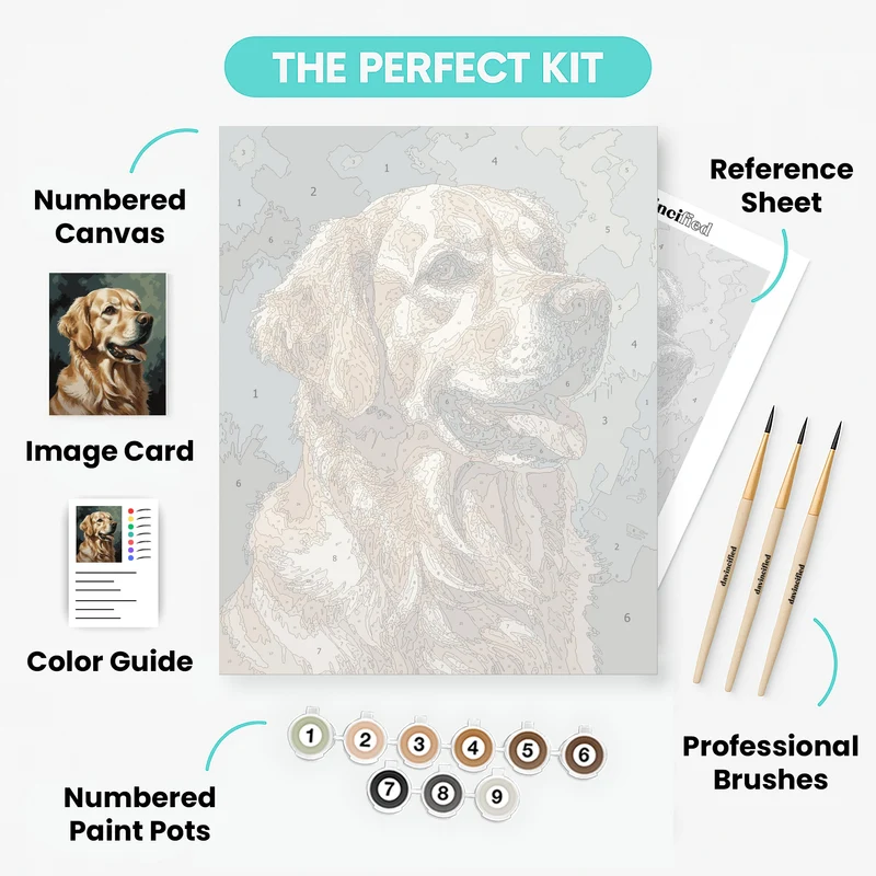 Golden Retriever Portrait - Paint by Numbers Kit