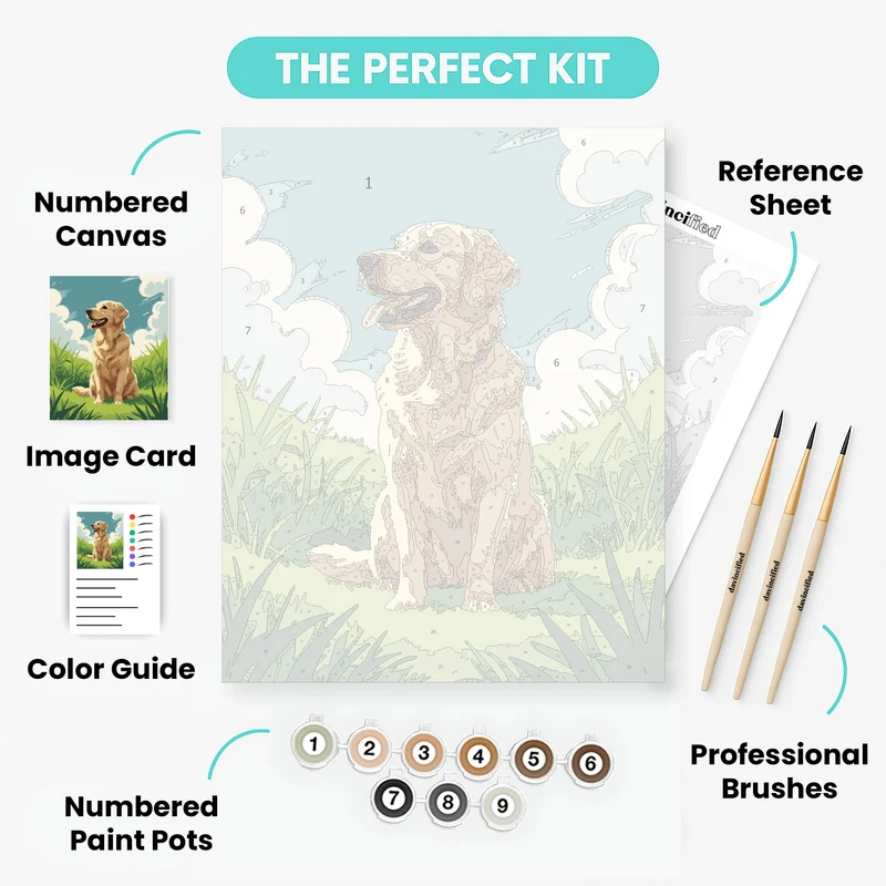 Golden Retriever in Grass - Paint by Numbers Kit