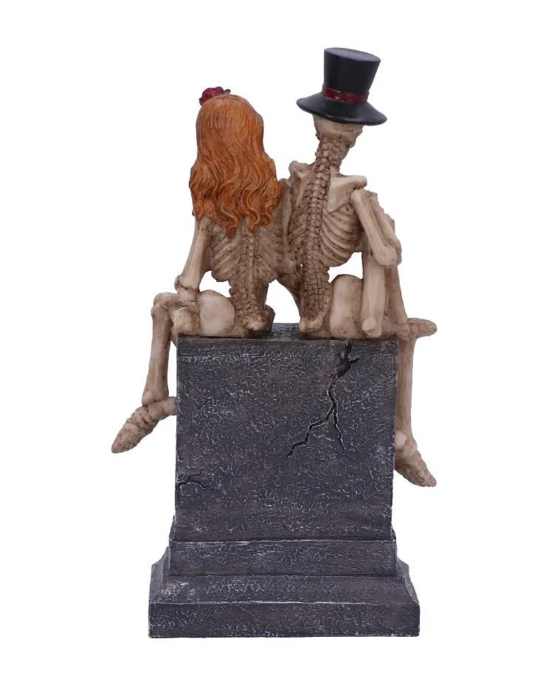 Skelett Brautpaar auf Grabstein 17cm