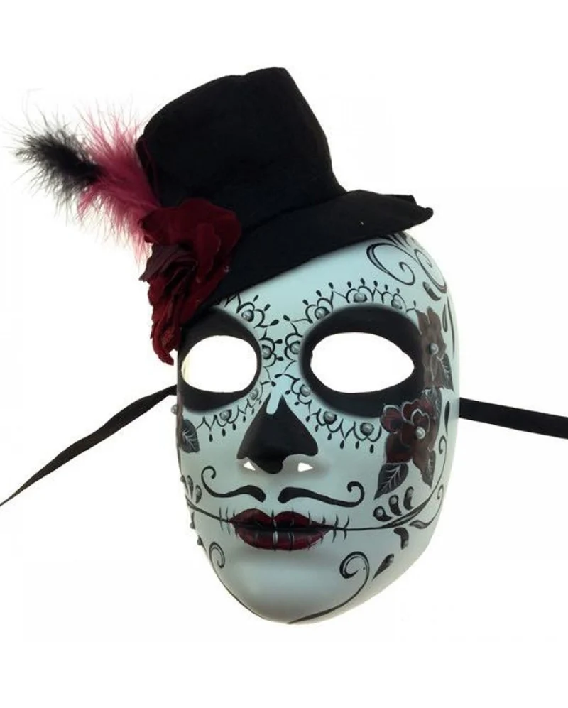 Sugar Skull Maske mit Mini Zylinder
