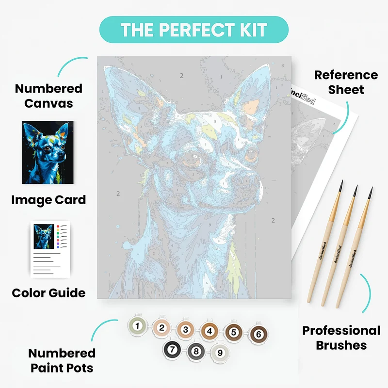 Blue Chihuahua Pop Art - Paint by Numbers Kit