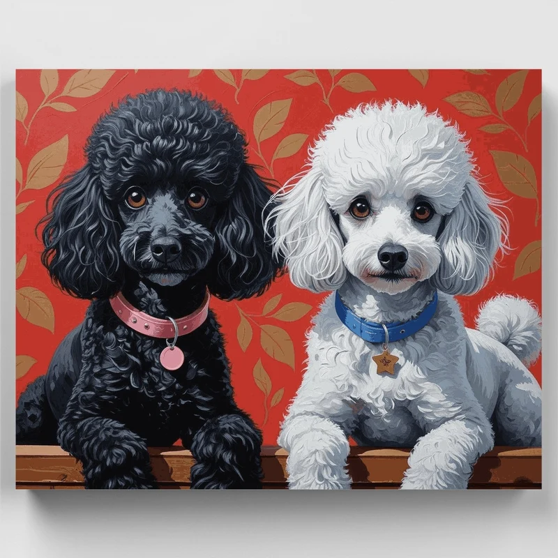 Black and White Poodles Portrait - Paint by Numbers Kit