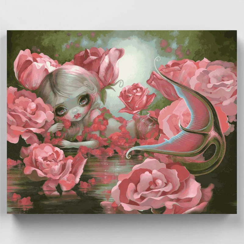 Mermaid with Roses - Paint by Numbers Kit