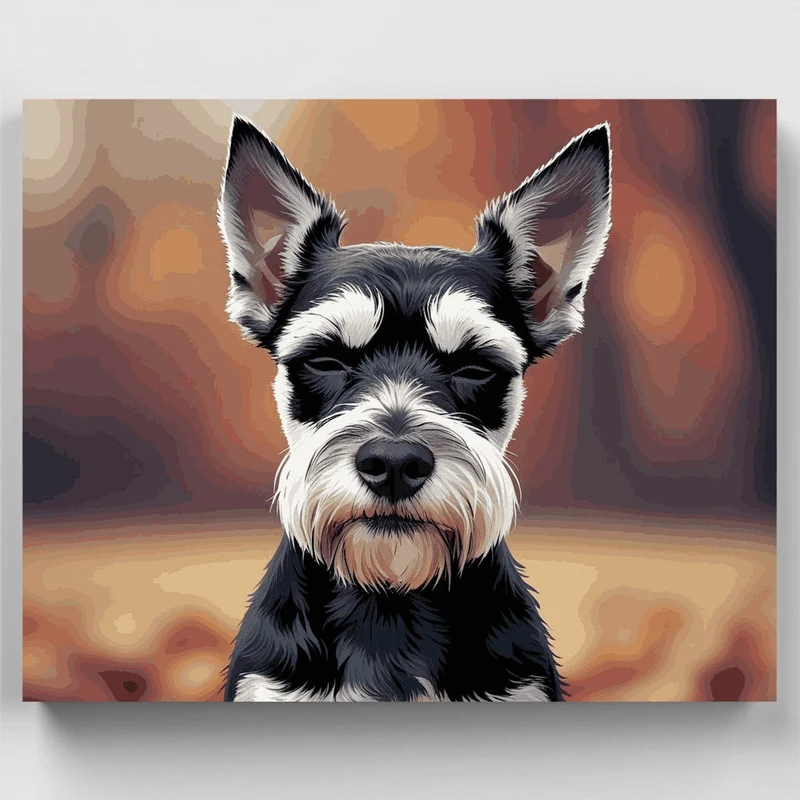 Distinguished Schnauzer with Warm Bokeh Background - Paint by Numbers Kit