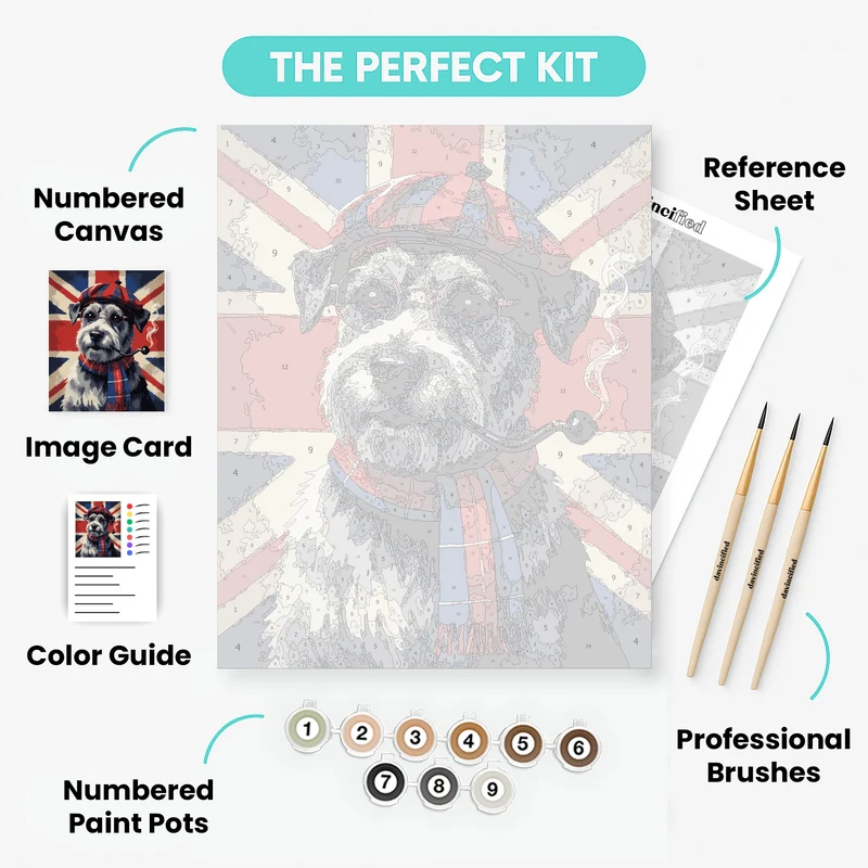 British Schnauzer with Pipe - Paint by Numbers Kit