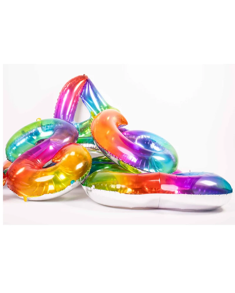 Folienballon Zahl 4 Regenbogen