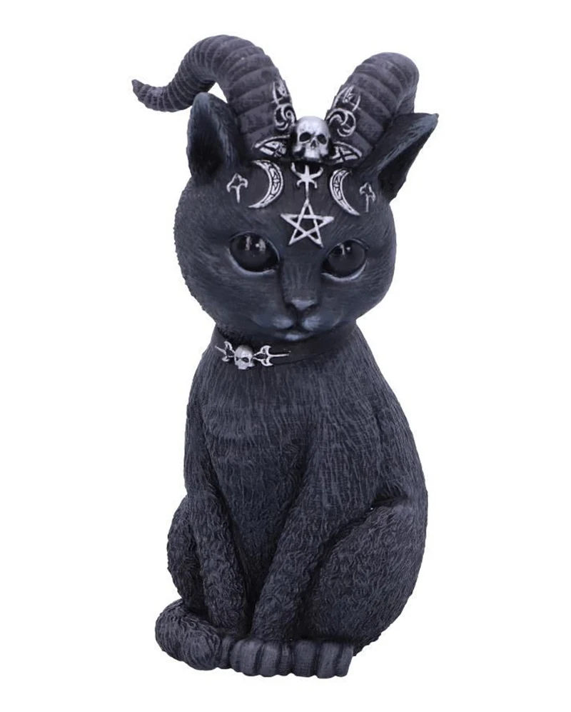 Okkulte Katzenfigur mit Ziegenhörner
