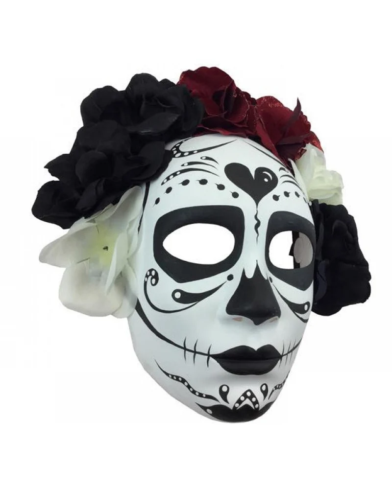 Sugar Skull Maske mit Blüten
