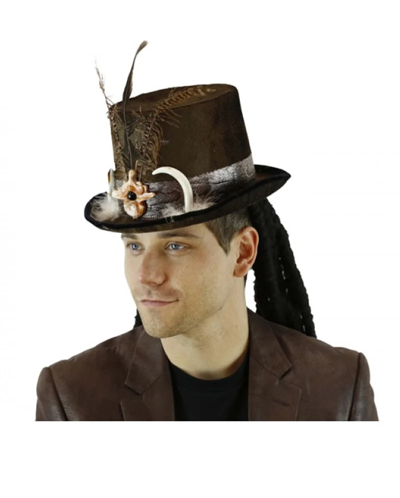Voodoo Zylinder mit Dreadlocks