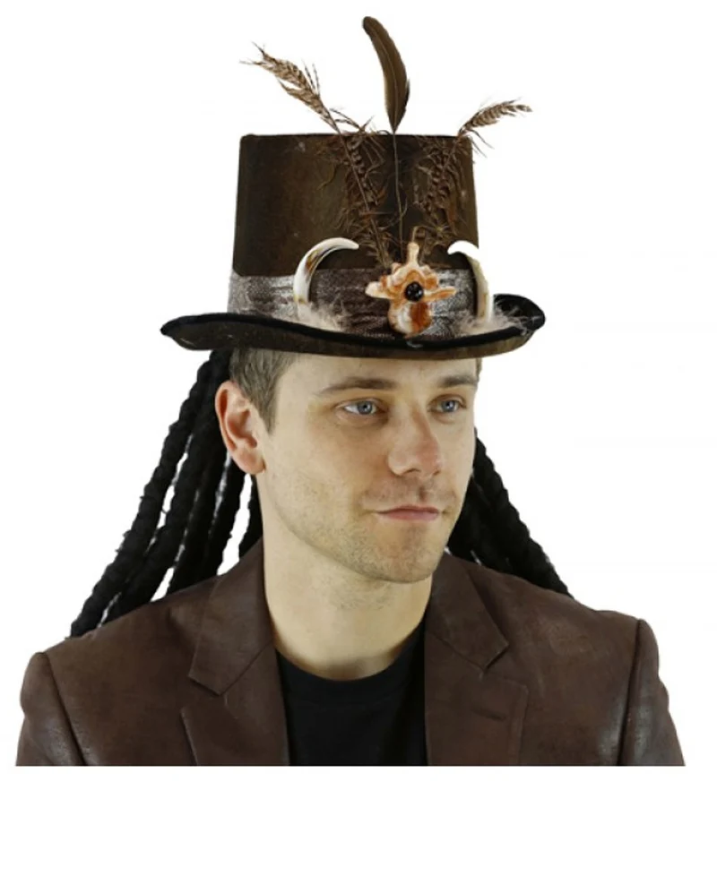 Voodoo Zylinder mit Dreadlocks