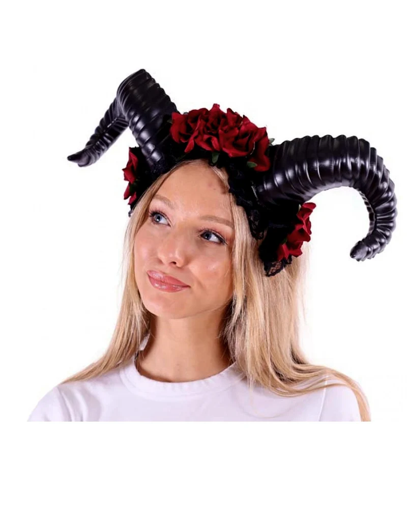 Aries Cosplay Hörner mit Roten Rosen