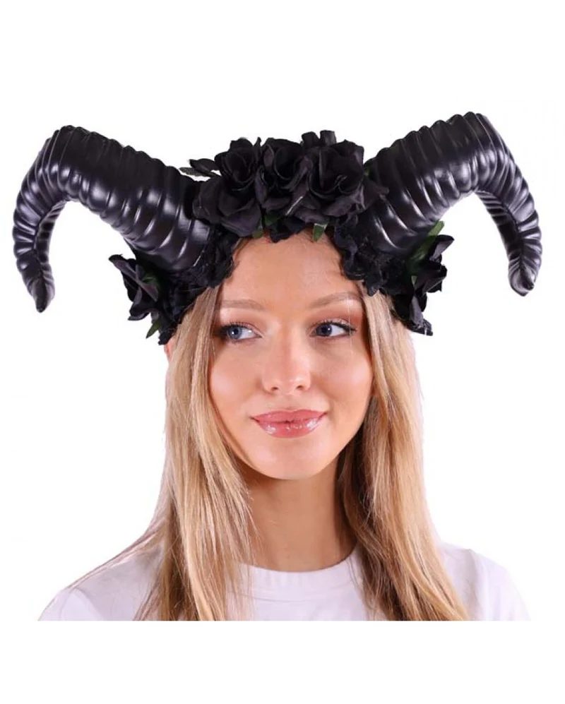 Aries Cosplay Hörner mit Schwarzen Rosen