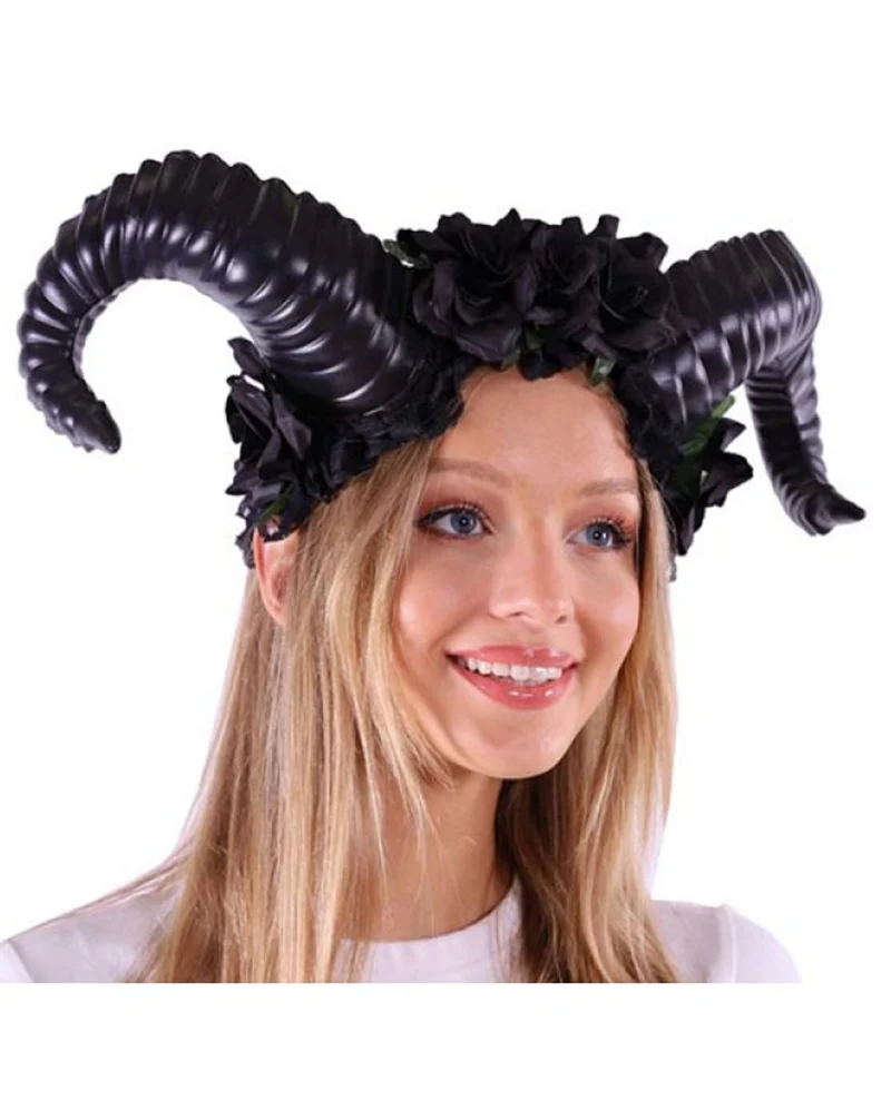 Aries Cosplay Hörner mit Schwarzen Rosen
