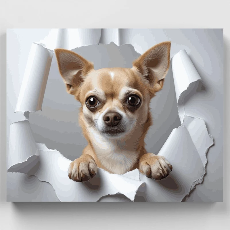 Adorable Chihuahua Breaking Through - Paint by Numbers Kit