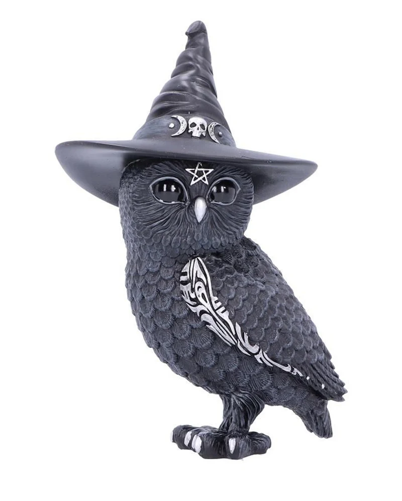 Halloween Eule mit Hexenhut 13,5cm