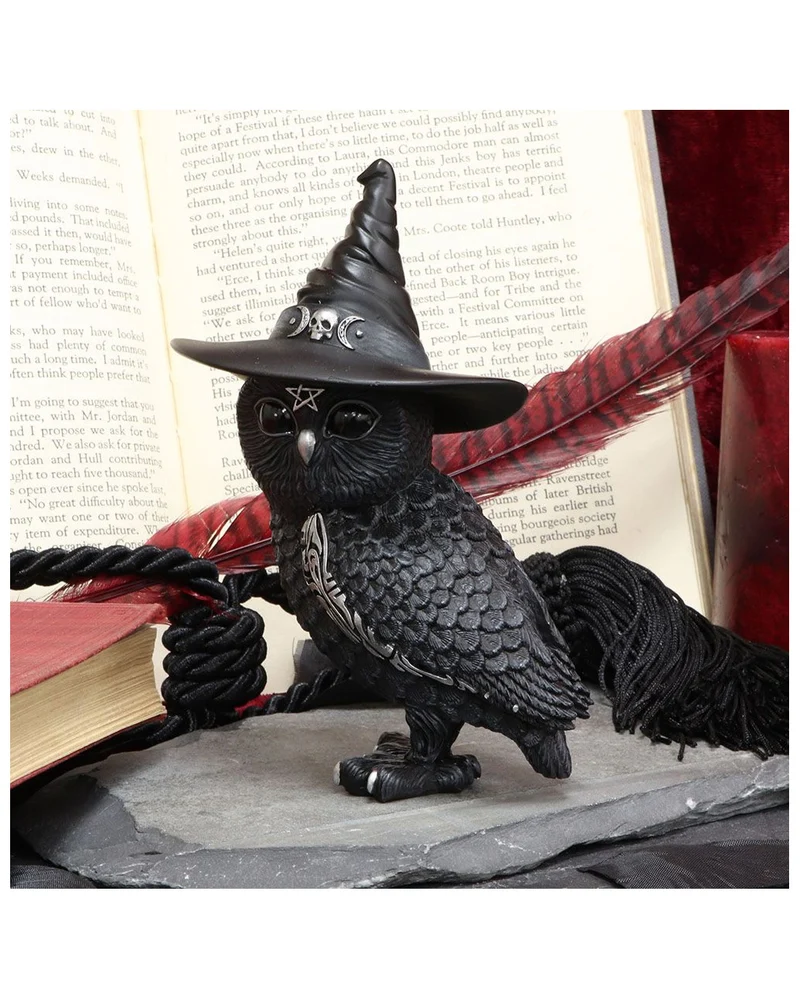 Halloween Eule mit Hexenhut 13,5cm