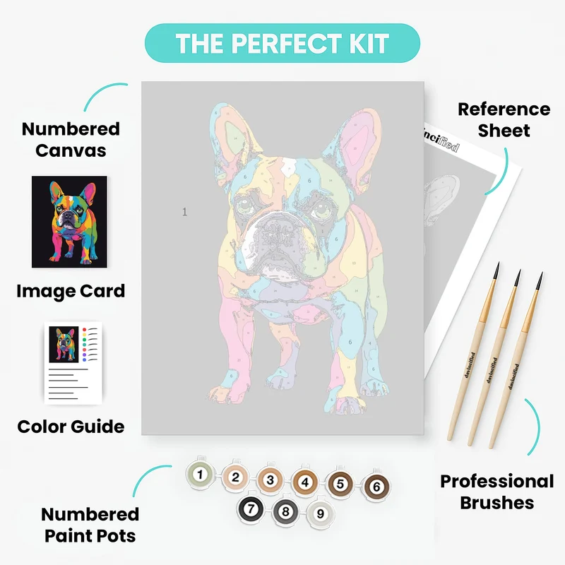 Rainbow Pop Art French Bulldog - Paint by Numbers Kit