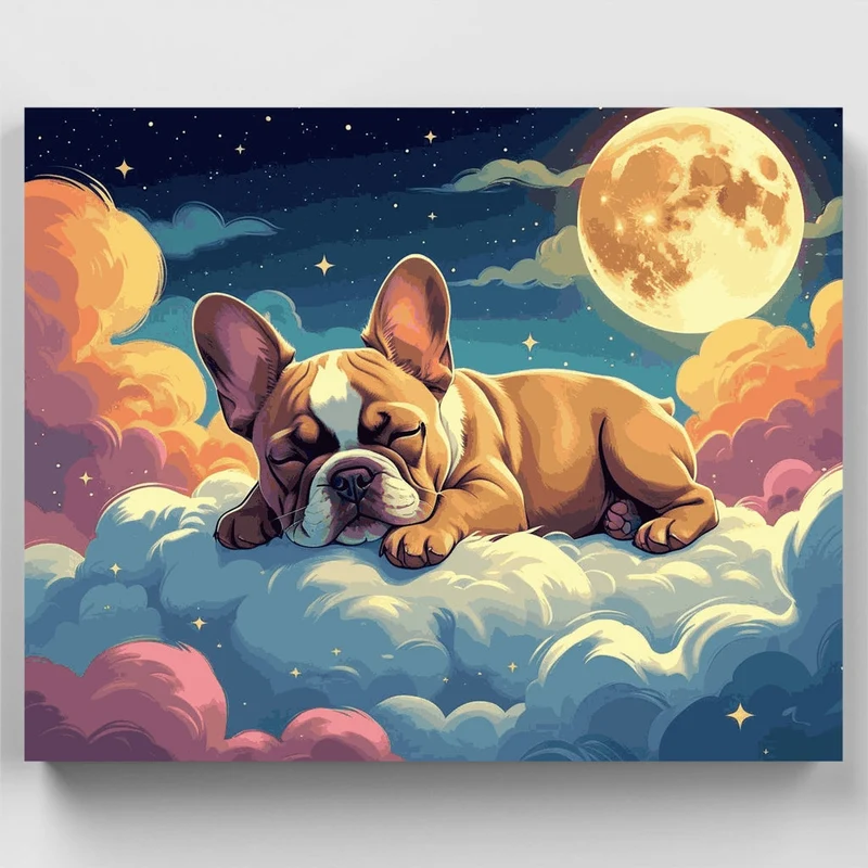 Dreamy French Bulldog on Clouds - Paint by Numbers Kit