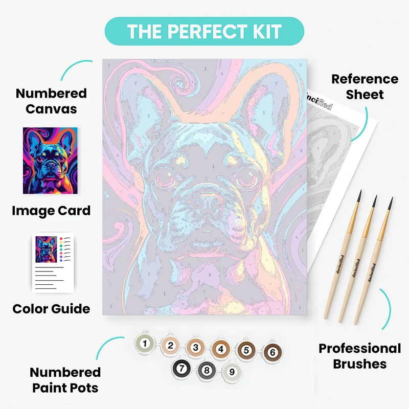 Neon French Bulldog - Paint by Numbers Kit