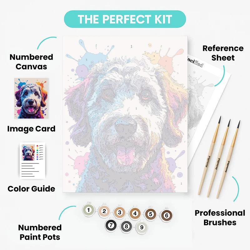 Vibrant Labradoodle Portrait - Paint by Numbers Kit