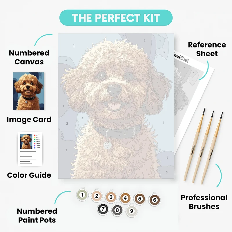 Adorable Labradoodle Portrait - Paint by Numbers Kit