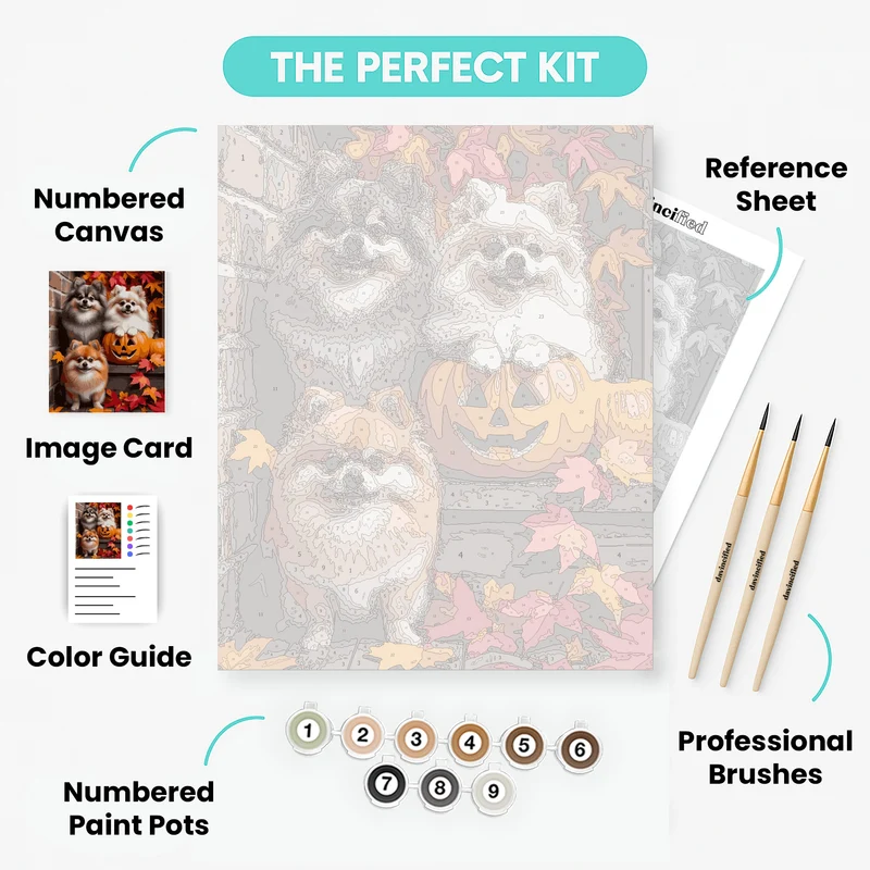 Pomeranians Halloween Trio - Paint by Numbers Kit