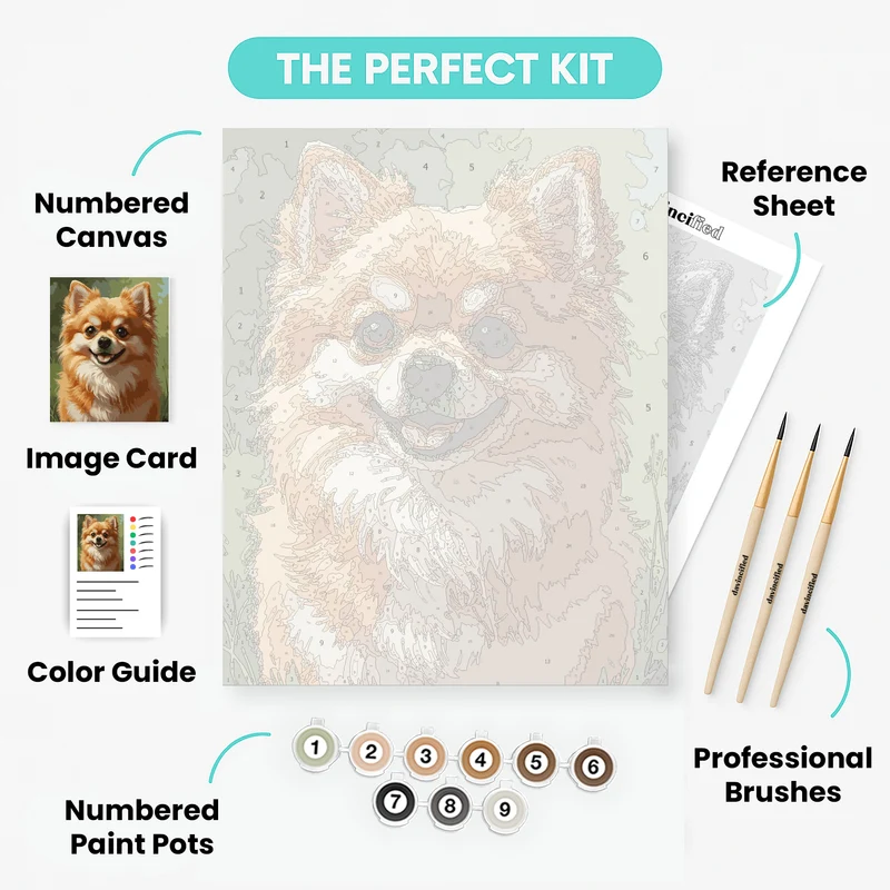 Fluffy Pomeranian Portrait - Paint by Numbers Kit