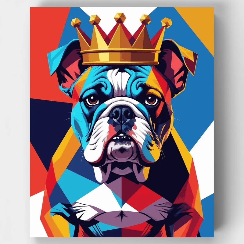 Royal Bulldog with Crown - Paint by Numbers Kit